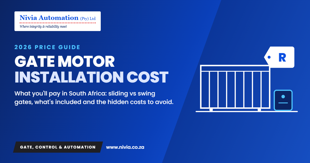 Gate motor installation cost guide South Africa 2026 – Nivia Automation